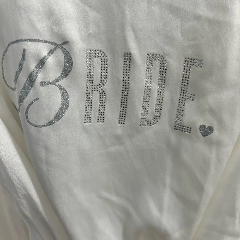 Victoria's Secret White Satin Bride Rhinestone Kimono Robe One Size